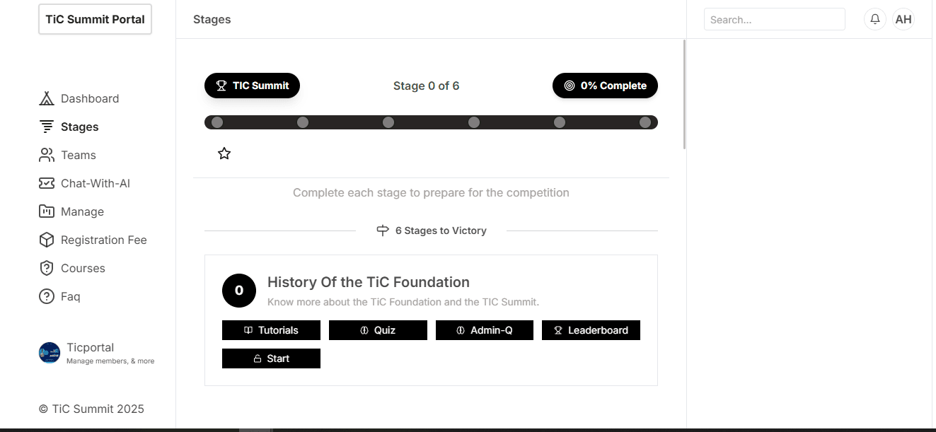 Screenshot of TiC Summit Edtech platform